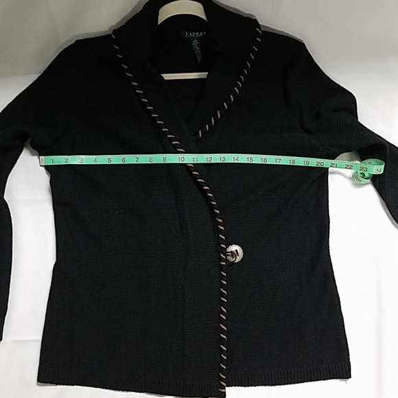 Ralph Lauren One-Button Cardigan Black Sz L - Picture 3 of 5